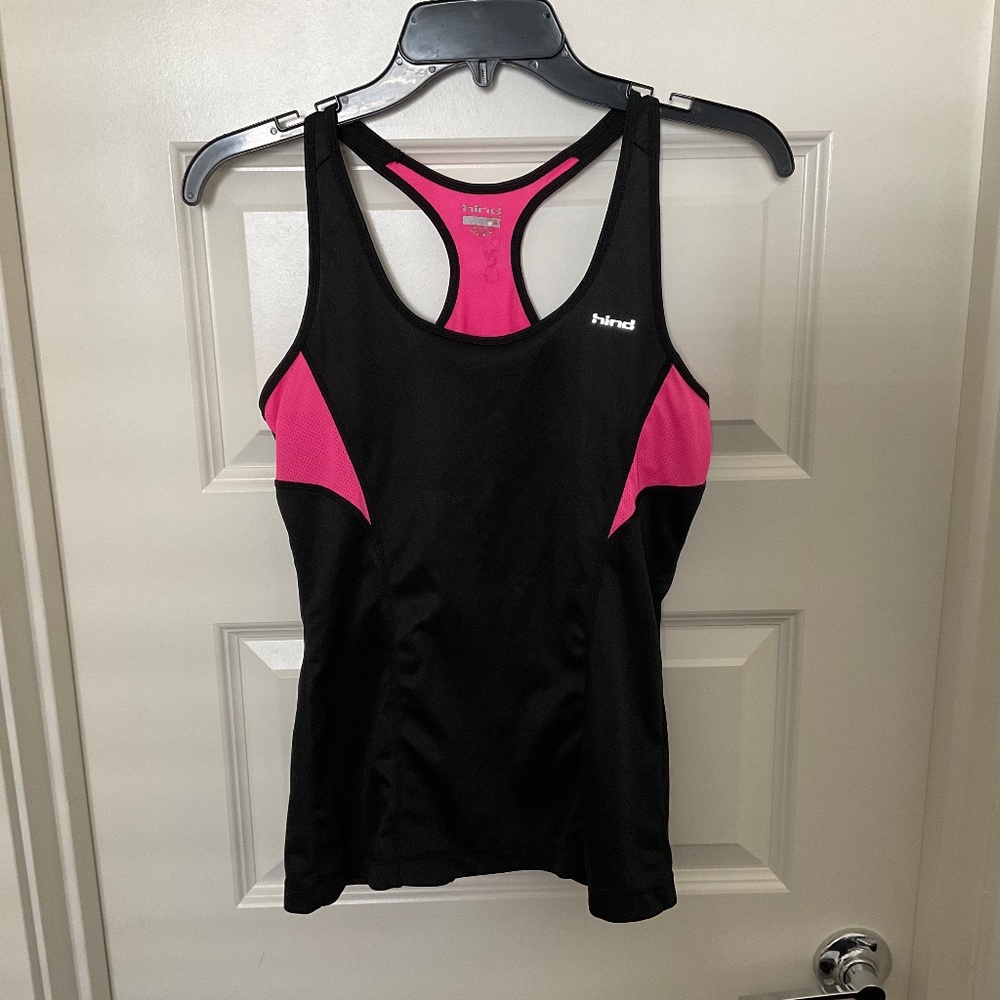 Hind Black and Pink Fitted Tank Top - Size Small